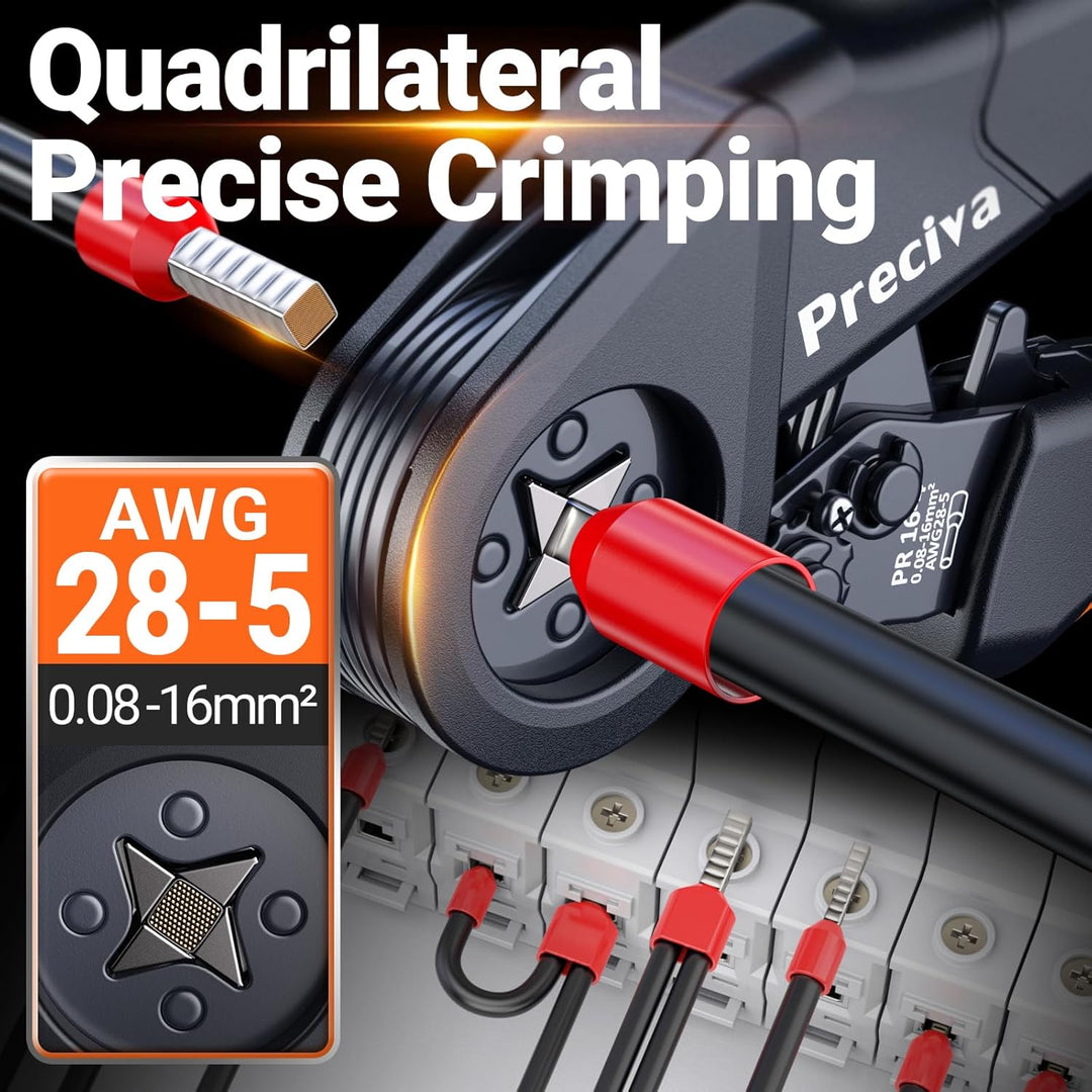Preciva Crimpzange Set, 0,08–16 mm² Aderendhülsenzange mit 1520 Aderendhülsen. Mit zwei Metalllängen