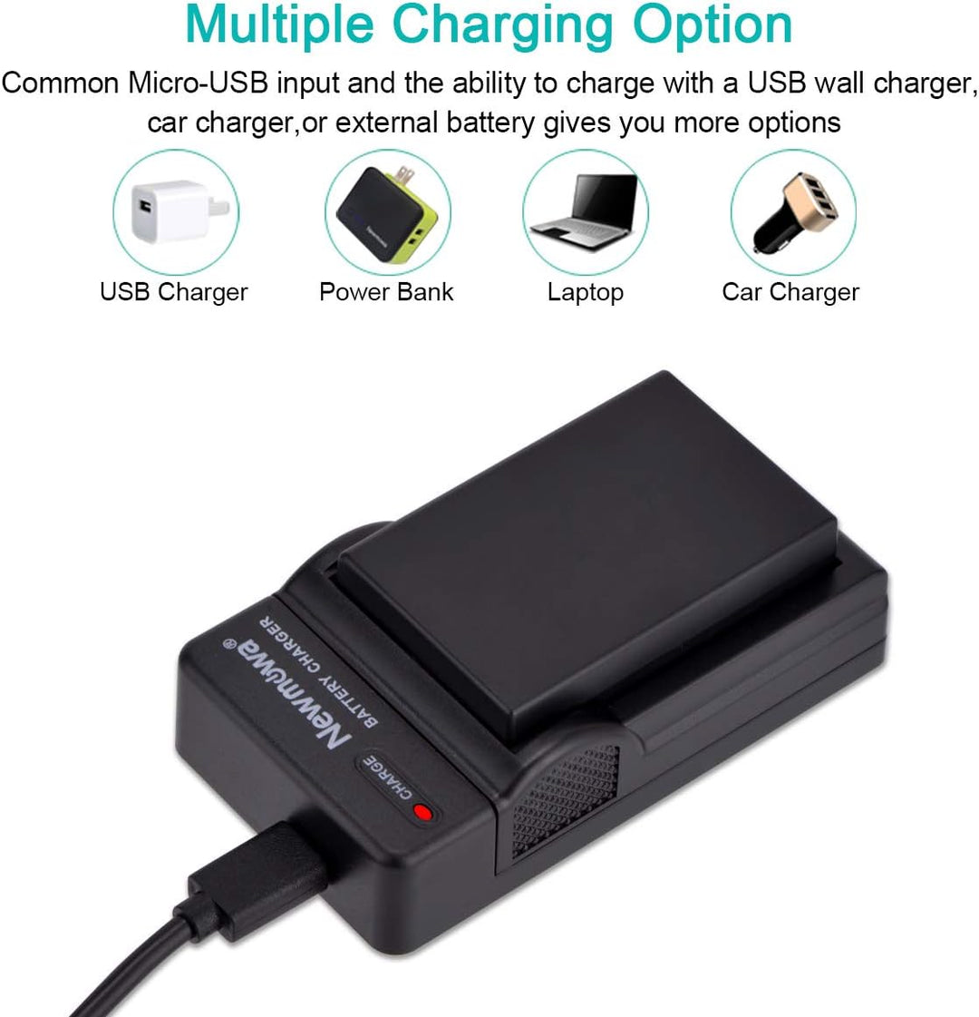 Newmowa® EN-EL9 EN-EL9A Ersatz Akku (2er Pack) und tragbar Micro-USB-Ladegerät-Set für Nikon D3000,