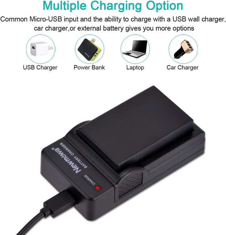 Newmowa® EN-EL9 EN-EL9A Ersatz Akku (2er Pack) und tragbar Micro-USB-Ladegerät-Set für Nikon D3000,
