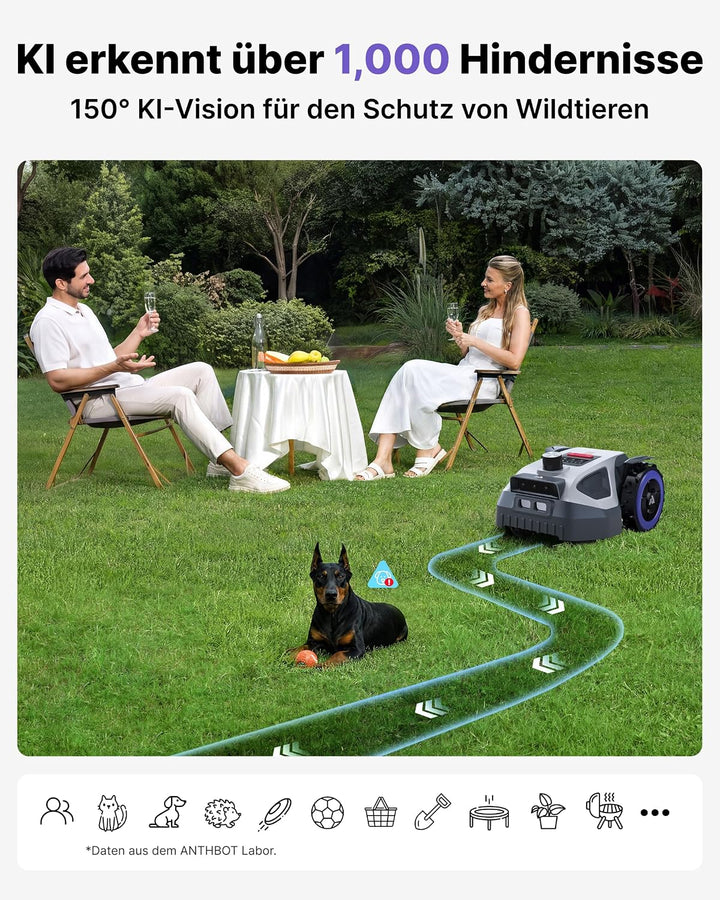 ANTHBOT M5 Pro + MGV04 Garage, Mähroboter ohne Begrenzungskabel – HoloSense 4-in-1 Navigation, 500㎡,