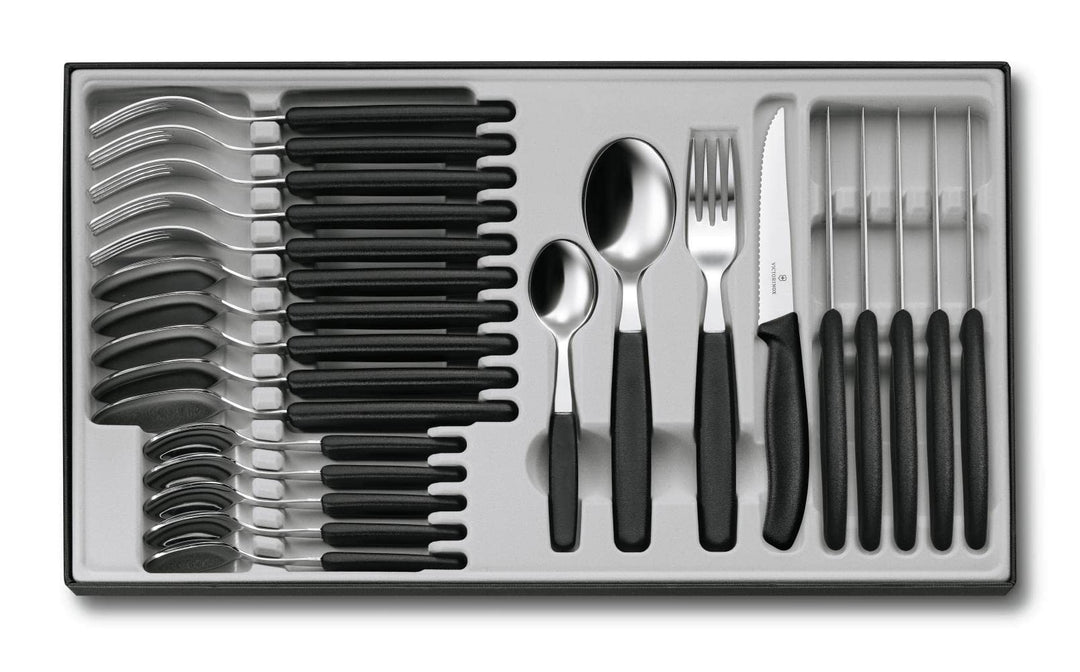 Victorinox, Swiss Classic, Profi Tafelbesteck, 24-teilig, Extra Scharfe Klinge, Wellenschliff, 11 cm