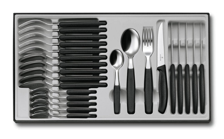 Victorinox, Swiss Classic, Profi Tafelbesteck, 24-teilig, Extra Scharfe Klinge, Wellenschliff, 11 cm