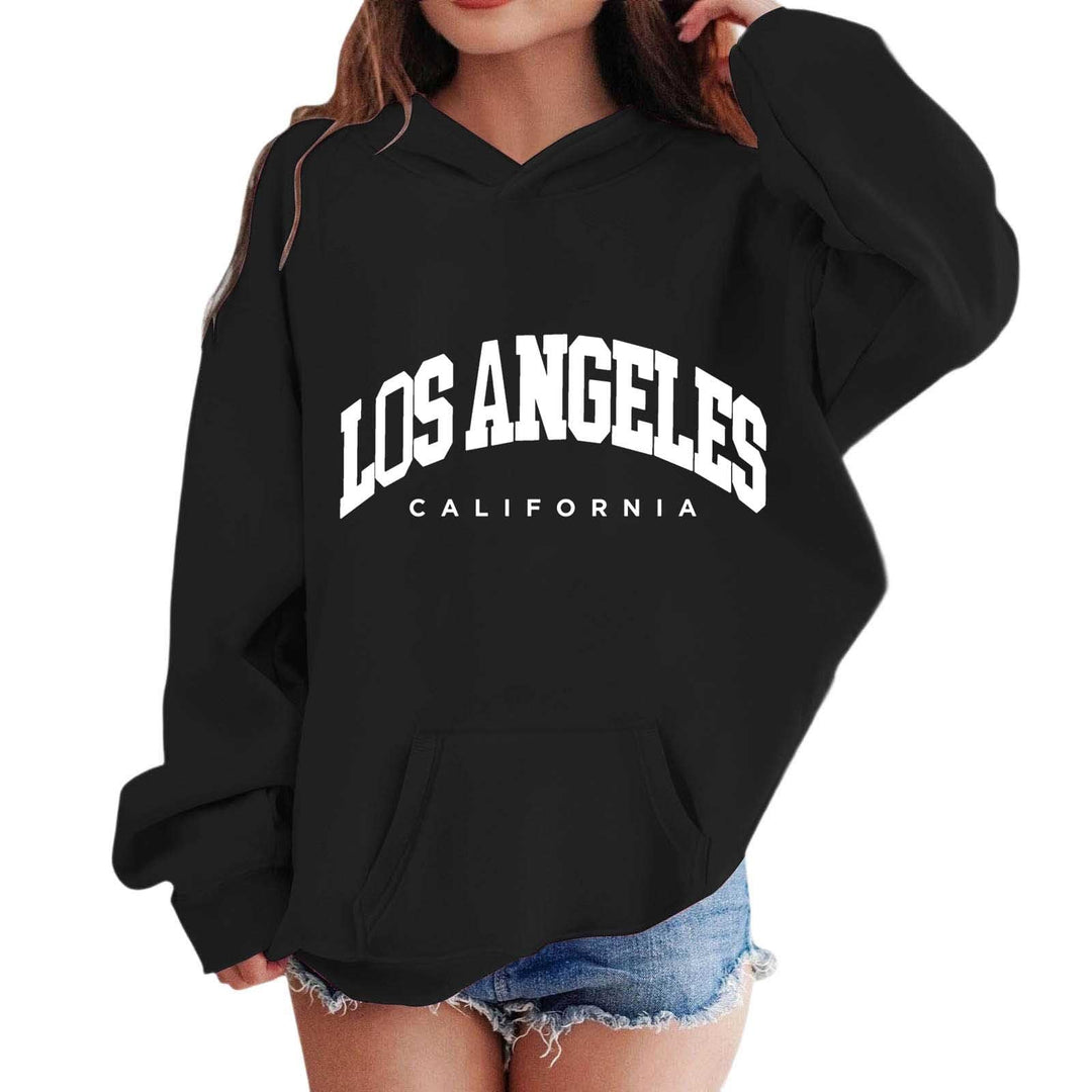 Oversized Kapuzenpullover Für Mädchen Los Angeles Buchstaben Druck Langarmshirt Pullover Sweatshirt