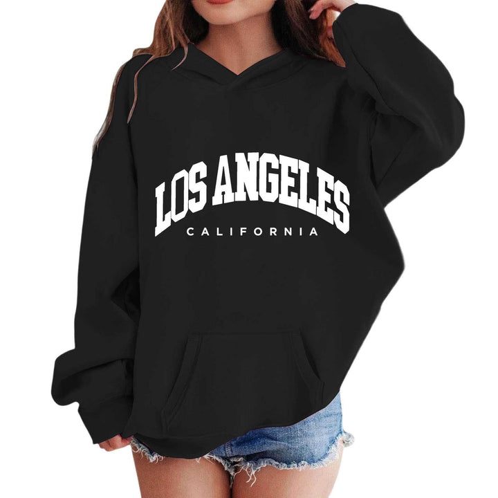 Oversized Kapuzenpullover Für Mädchen Los Angeles Buchstaben Druck Langarmshirt Pullover Sweatshirt