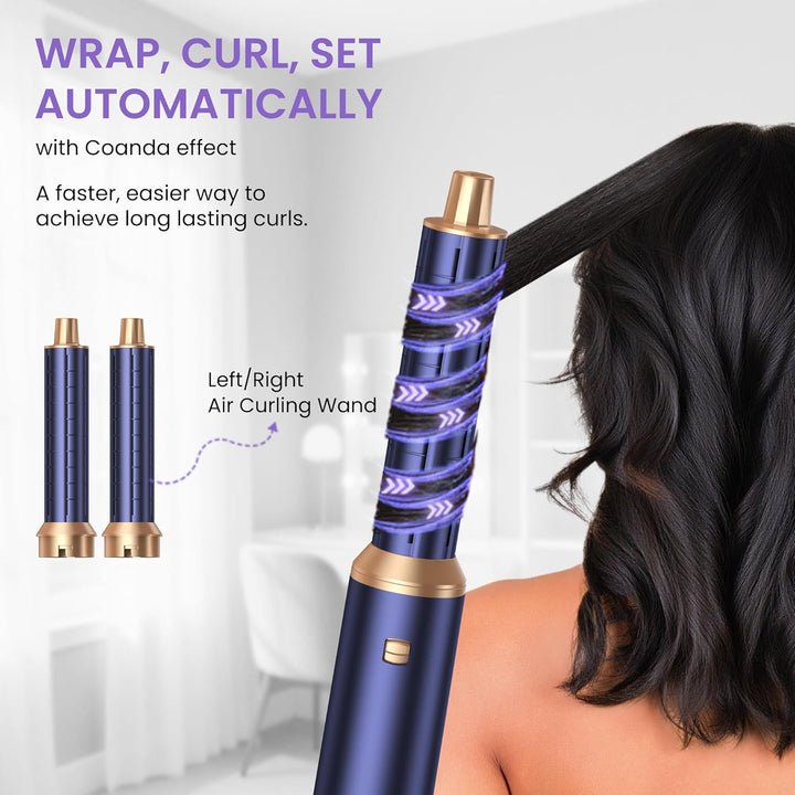 5 in 1 Hairstyler, Airstyler Airbrush Pro 1000w,Föhnbürste Haarstyler, Lockenstab mit Luft Links/Rec