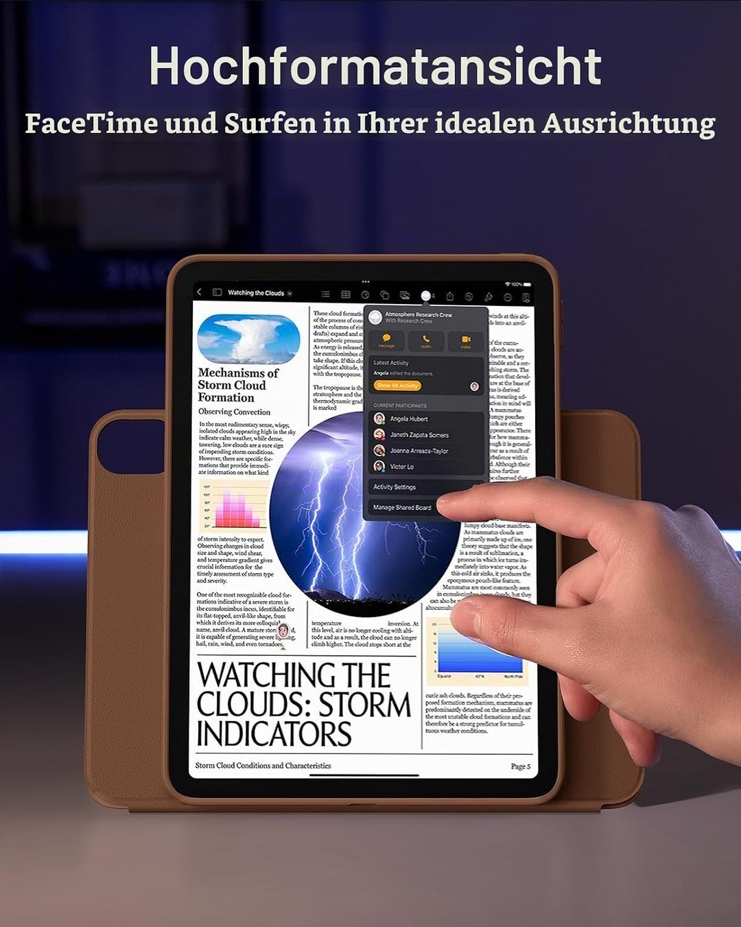 ESR Hülle für iPad Air 11 Zoll M4/M3/M2, iPad Air 8/7/6/5/4 (2026/2025/2024/2022/2020), drehbare Hül