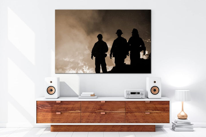 deyoli Lauffeuer Feuerwehr im Einsatz Format: 100x70 Effekt: Sepia als Leinwandbild, Motiv fertig ge