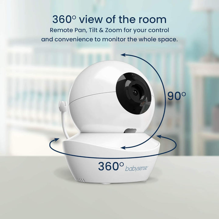 Babysense 5" HD-Babyphone mit Kamera und Audio, Fernbedienung Schwenk- und Neigefunktion, Verstellba