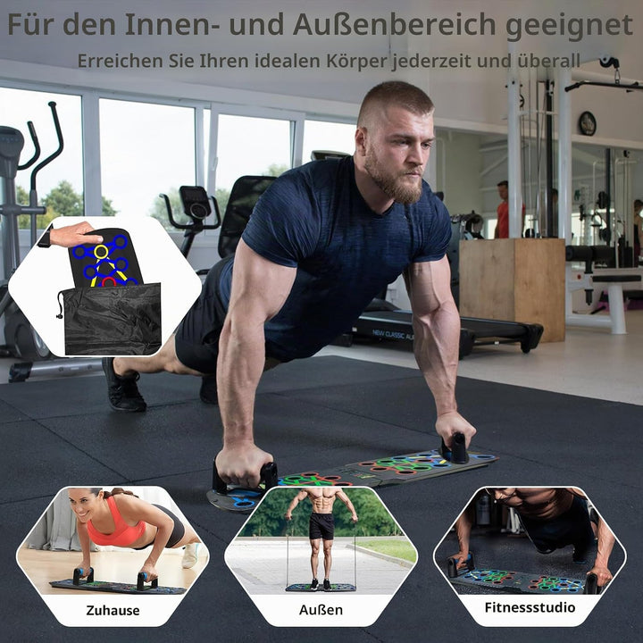 Liegestützbrett mit Automatischer Zählung, Multifunktionales 30-in-1 Push Up Board, Faltbares Fitnes