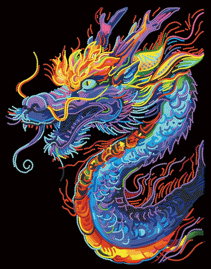 DIAMOND DOTZ 2594355 Original 5D Diamond Painting Set, Neon Drache, mit Neonfarben und Samt, DIY Dia