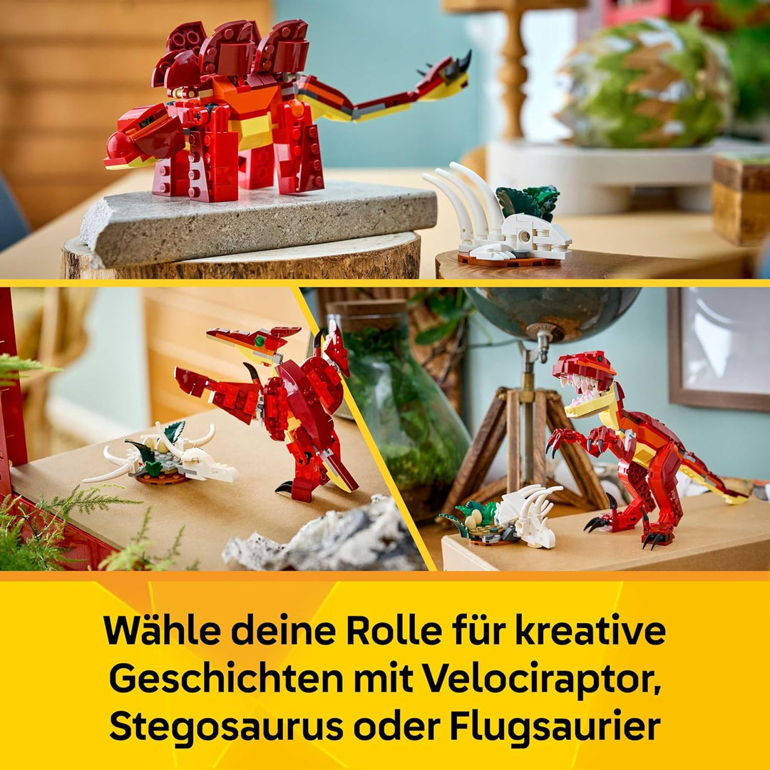 LEGO Creator 3-in-1-Set Wilder Dinosaurier - Dino Spielzeug für Kinder - Dinosaurier Modellbau Bause