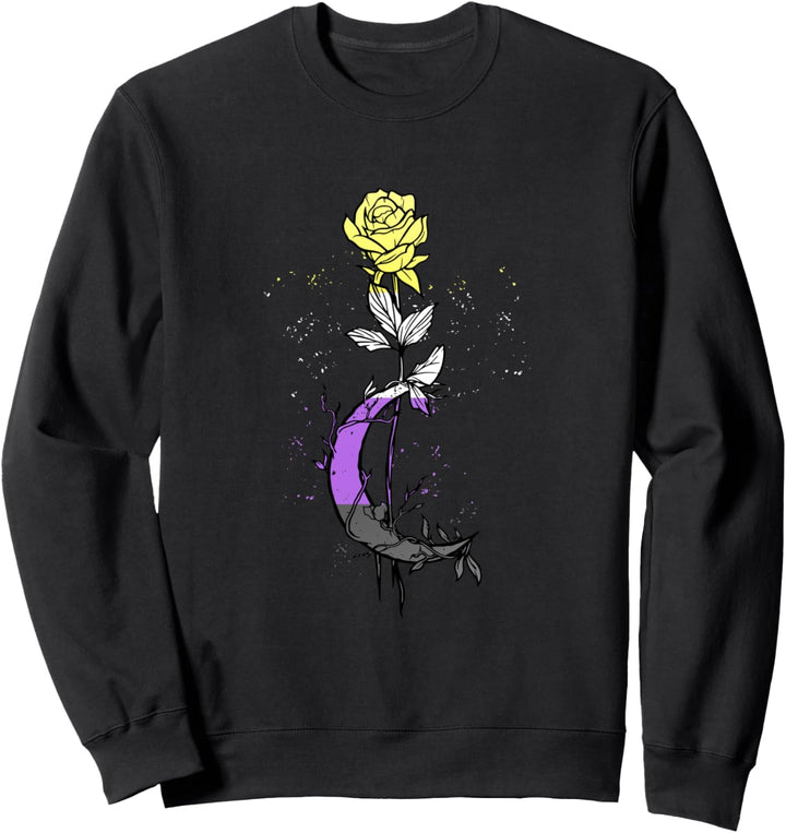 Nonbinäre Flagge Mond Rose Nonbinary LGBT Nonbinary Pride Sweatshirt