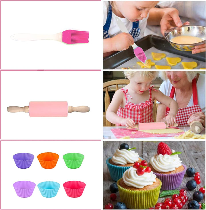 Chef-Set Koch-und Backset für Kinder, Backset Küchenspielzeug Set Rollenspiele mit Schürzen, Kochmüt