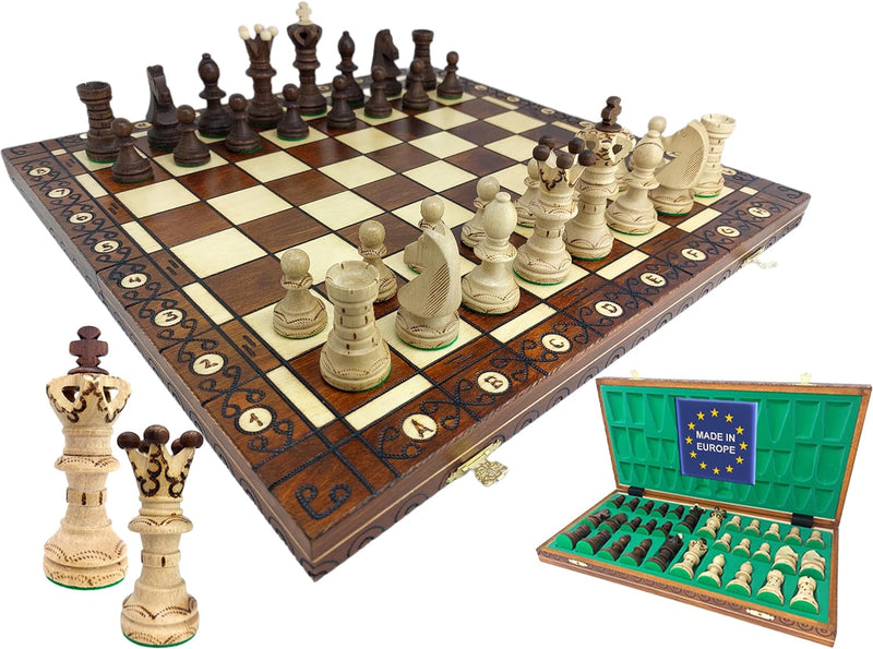 ChessEbook Schachspiel - Hochwertiges Schachbrett aus Holz - Chess Board Set klappbar - Schachbrett-