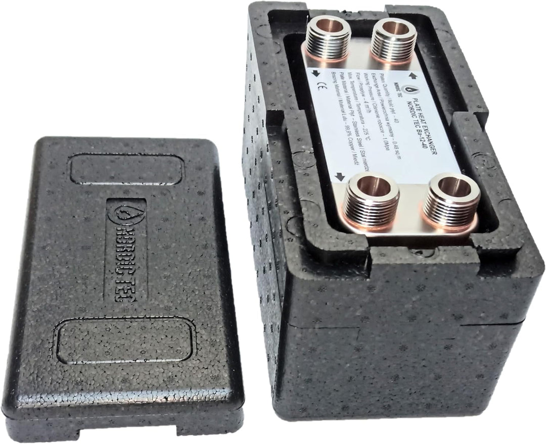 Edelstahl Plattenwärmetauscher Nordic Tec Ba-12-50 50 Platten 100kW 3/4” (Mit Isolierung), Mit Isoli