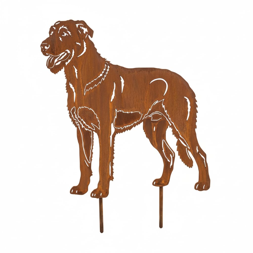 KPGA KAPAGA HOME & GARDEN Edelrost Gartenstecker Irischer Wolfshund - Rost Deko Hund Rostfigur Garte