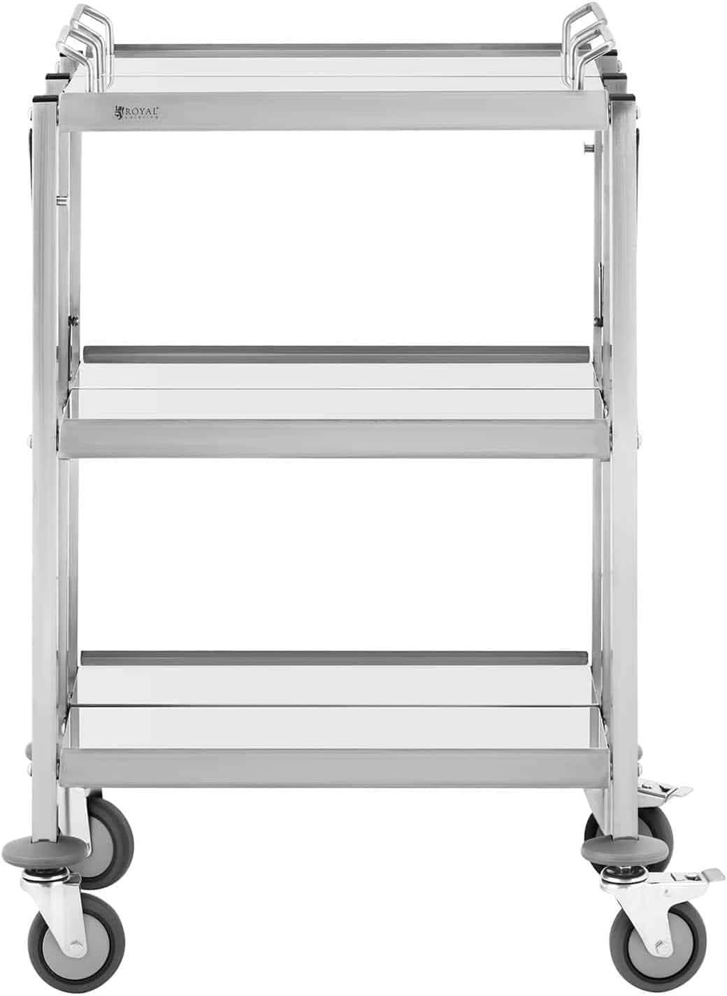 Royal Catering RCSW-100 Servierwagen 3 Borde 40 x 58 cm 90 kg faltbar Küchenwagen Edelstahl Küchenro