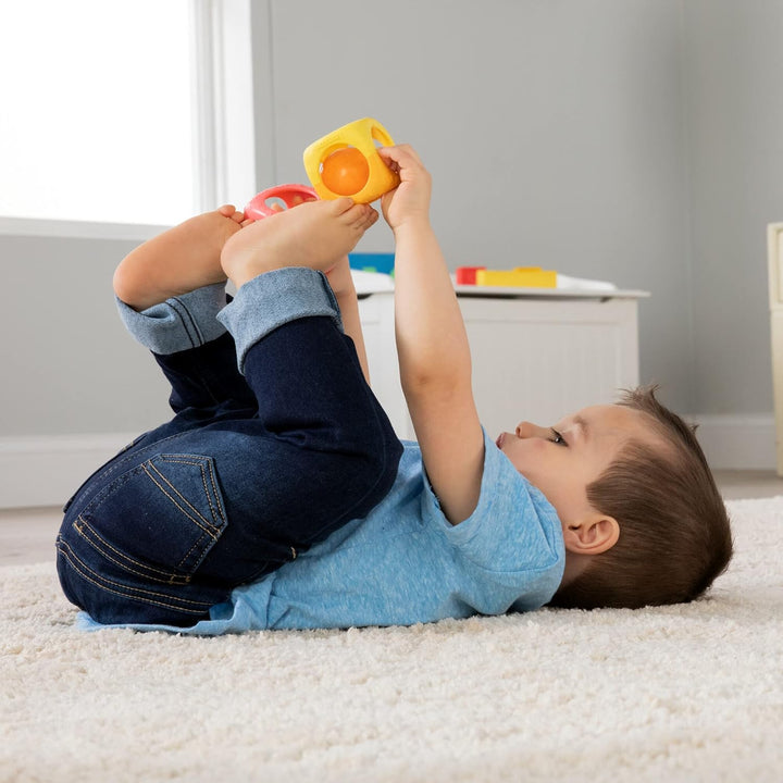 Lamaze Stapel-, Rassel- und Rollwürfel, sensorisches Spiel Neugeborene, Stapel- und Rasselspielzeug
