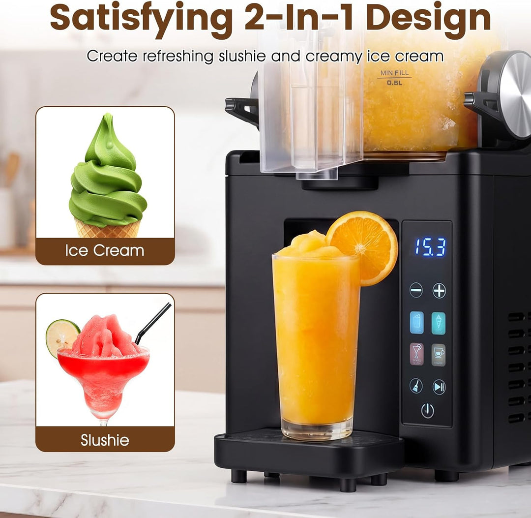 FANTASK Slush Maschine 1,5L | Slusheis Eismaschine mit LED Touch, 4 Modi, Selbstreinigung, für Slush