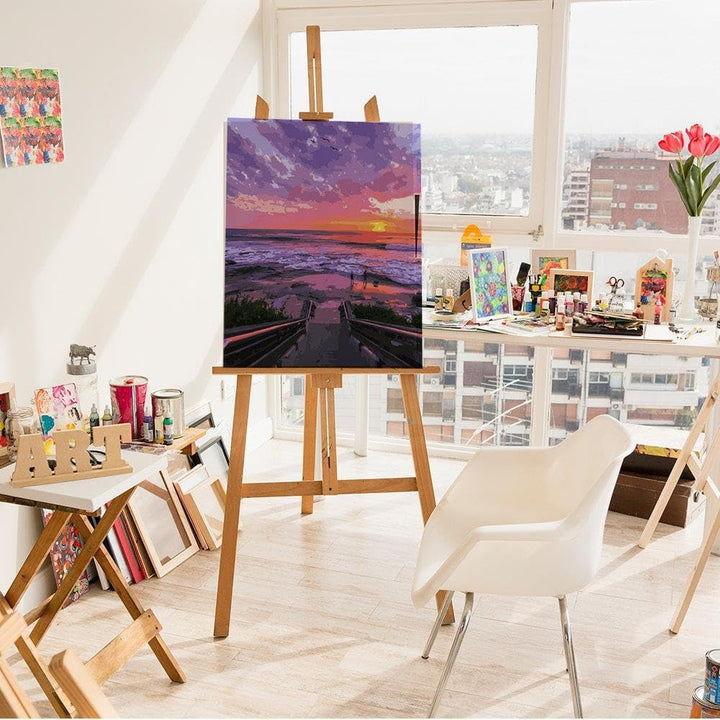 Artnapi Malen nach Zahlen Erwachsene mit Rahmen | DIY Handgemalt | Sonnenuntergang am Strand | Kit f