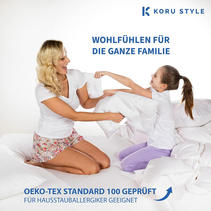 Koru Style Superior Daunen Bettdecke 200x200 cm – 90% Landdaunen / 10% Federn – Winterdecke 200x200