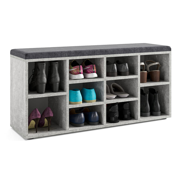 KOMTO Schuhbank mit Sitzfläche - Schuhregal Beton 104 x 50 x 30 cm Schuhschrank mit Sitzbank Flur Ba