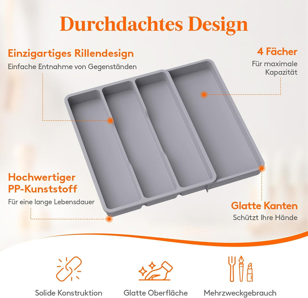 Lifewit Besteckkasten für Schubladen, Küchenutensilien Besteckkasten erweiterbar auf 43,9 cm, Schubl