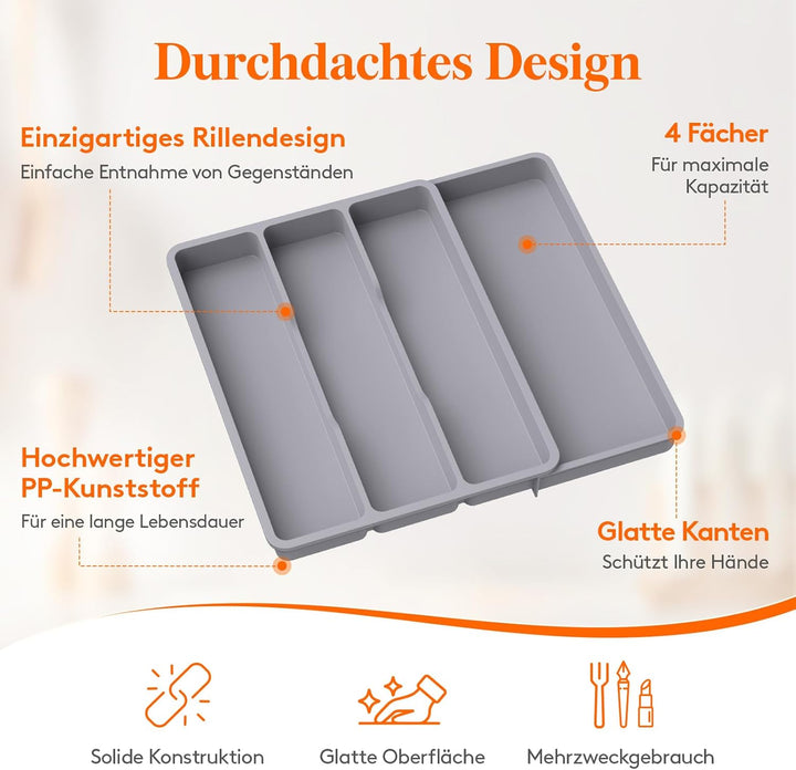 Lifewit Besteckkasten für Schubladen, Küchenutensilien Besteckkasten erweiterbar auf 43,9 cm, Schubl