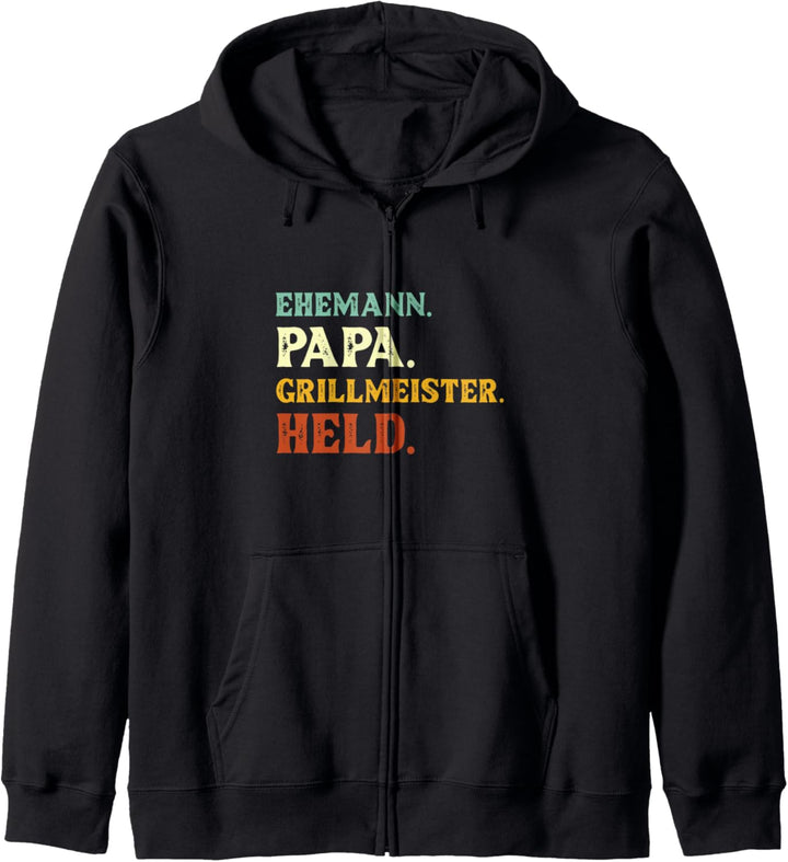Ehemann Papa Grillmeister Held Grillen Vatertag Geschenk Kapuzenjacke
