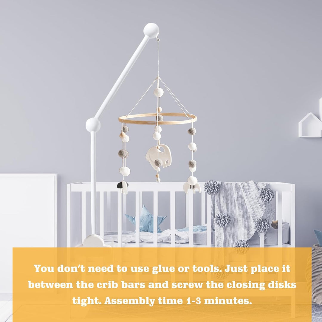 Baby Mobile Halterung Holz Weiss Wolken: Nizirioo Mobile Halterung Babybett Klingelhalterung mobile
