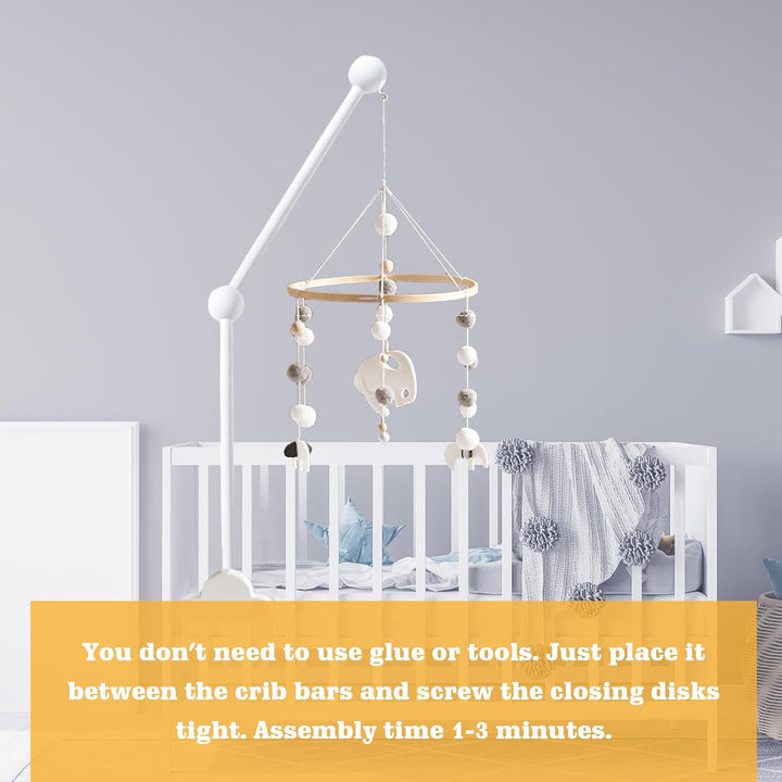 Baby Mobile Halterung Holz Weiss Wolken: Nizirioo Mobile Halterung Babybett Klingelhalterung mobile