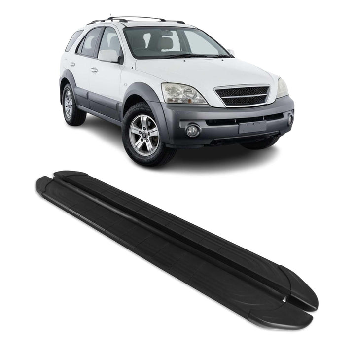 OMAC Trittbretter Seitenschweller kompatibel mit Kia Sorento 2002-2010 Aluminium Schwarz 2tlg APA /