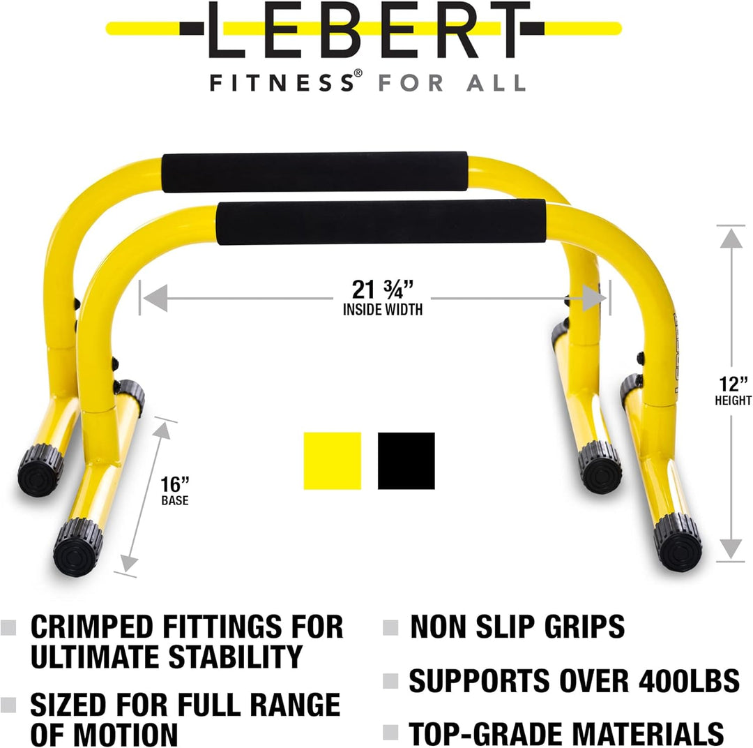 Lebert Fitness Parallettes - Calisthenics Equipment ✓ Dip Station ✓ Push Up Stand Bar ✓ Bodyweight E