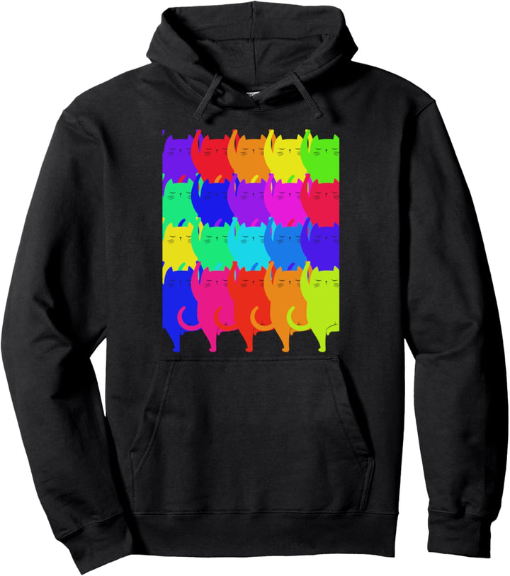 Meditation Meditieren Katze Farbenfroh Katzen Kitty Miau Pullover Hoodie