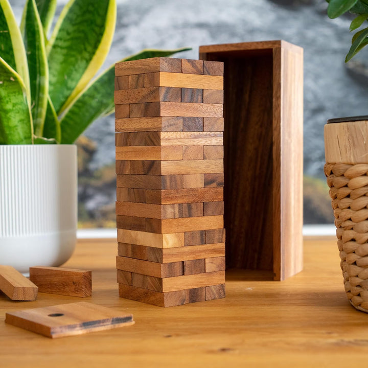 LOGOPLAY Wackel Turm - Gr. L - 26 cm Höhe - Condo - Holzturm - Geschicklichkeitsspiel - Gesellschaft