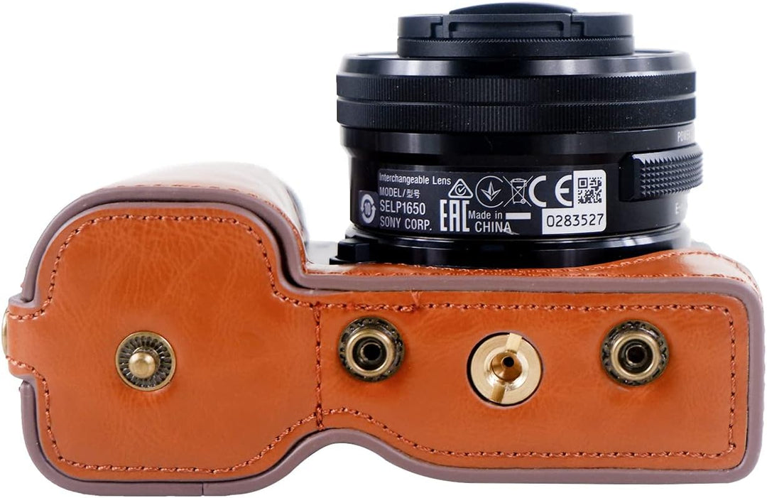 Rieibi ZVE10 Hülle - Qualität PU Leder Hülle für Sony ZV-E10 spiegellose Digitalkamera - Griff Schut