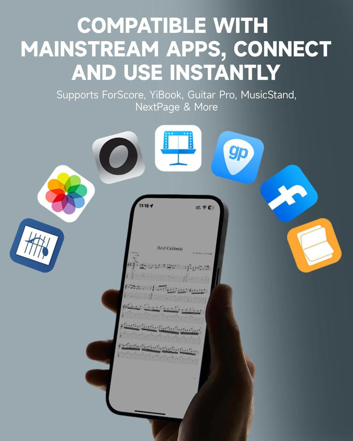Donner Wireless Bluetooth Page Turner Pedal Bluetooth-Seitenumblätterer-Pedal für iPad-Tablets und S