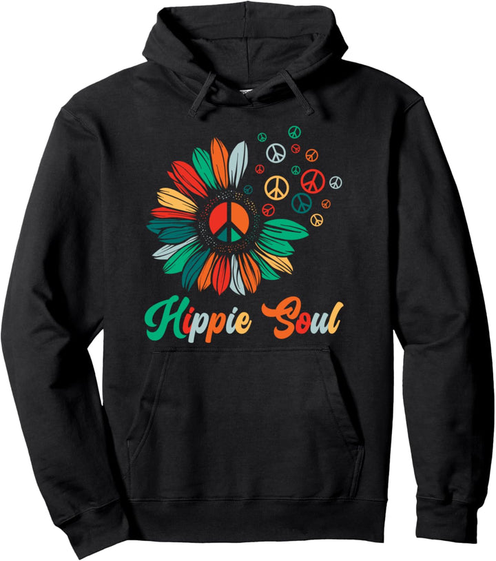 Hippie Soul Rainbow Flowers 60er 70er Jahre vegan Hippie Pullover Hoodie