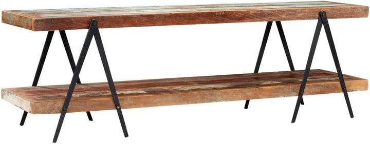 vidaXL Mangoholz Massiv TV Schrank mit 2 Regalen Handgefertig Lowboard Fernsehtisch Fernsehschrank H