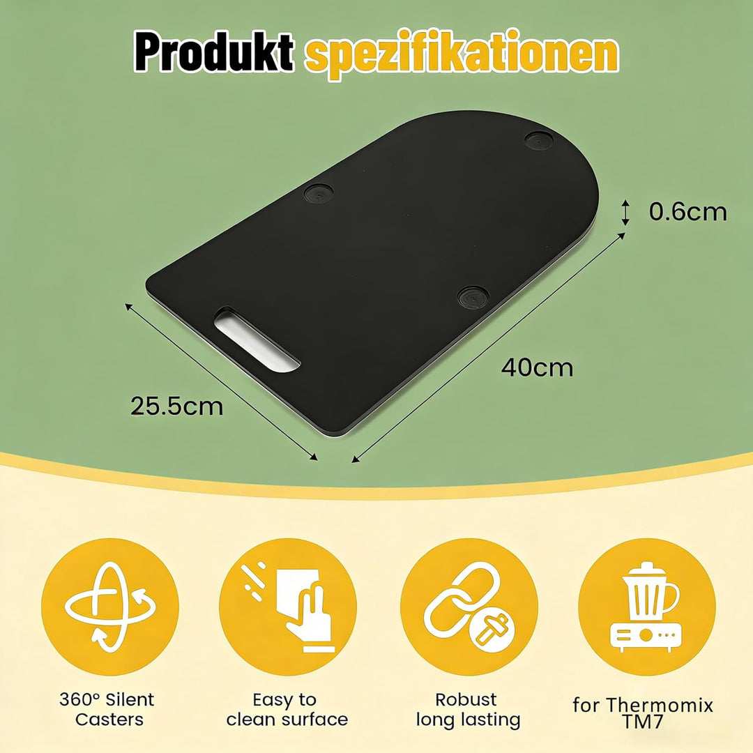 Gleitbrett für Thermomix TM7, mit Gummifüssen &amp; Rollen, Praktisches Zubehör für Thermomix TM7, Leich