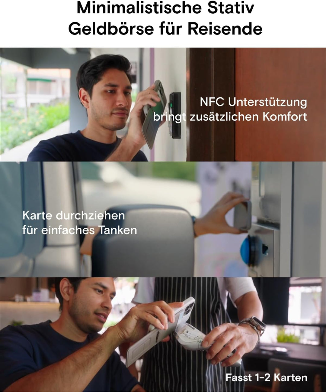 MOFT Stativ für Smartphone, 3 in 1 Handy Stativ Geldbörse und Verstellbares Handy Ständer Magnetisch