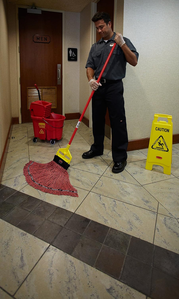 Rubbermaid Commercial Products 2 Sided Multilingual 'Caution Wet Floor' Floor Sign Symbol "Vorsicht