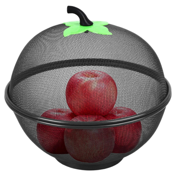 Obstschale mit Deckel, 25, 4 cm, apfelförmiger, feinmaschiger Metall-Obstkorb mit Deckel für Kücheng