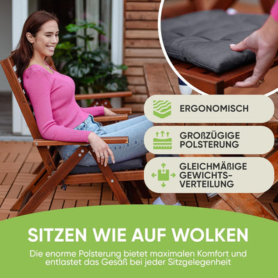 Gräfenstayn® 8er-Set Sitzkissen 40x40x3cm mit Haltebändern für Indoor und Outdoor mit Öko-Tex Siegel