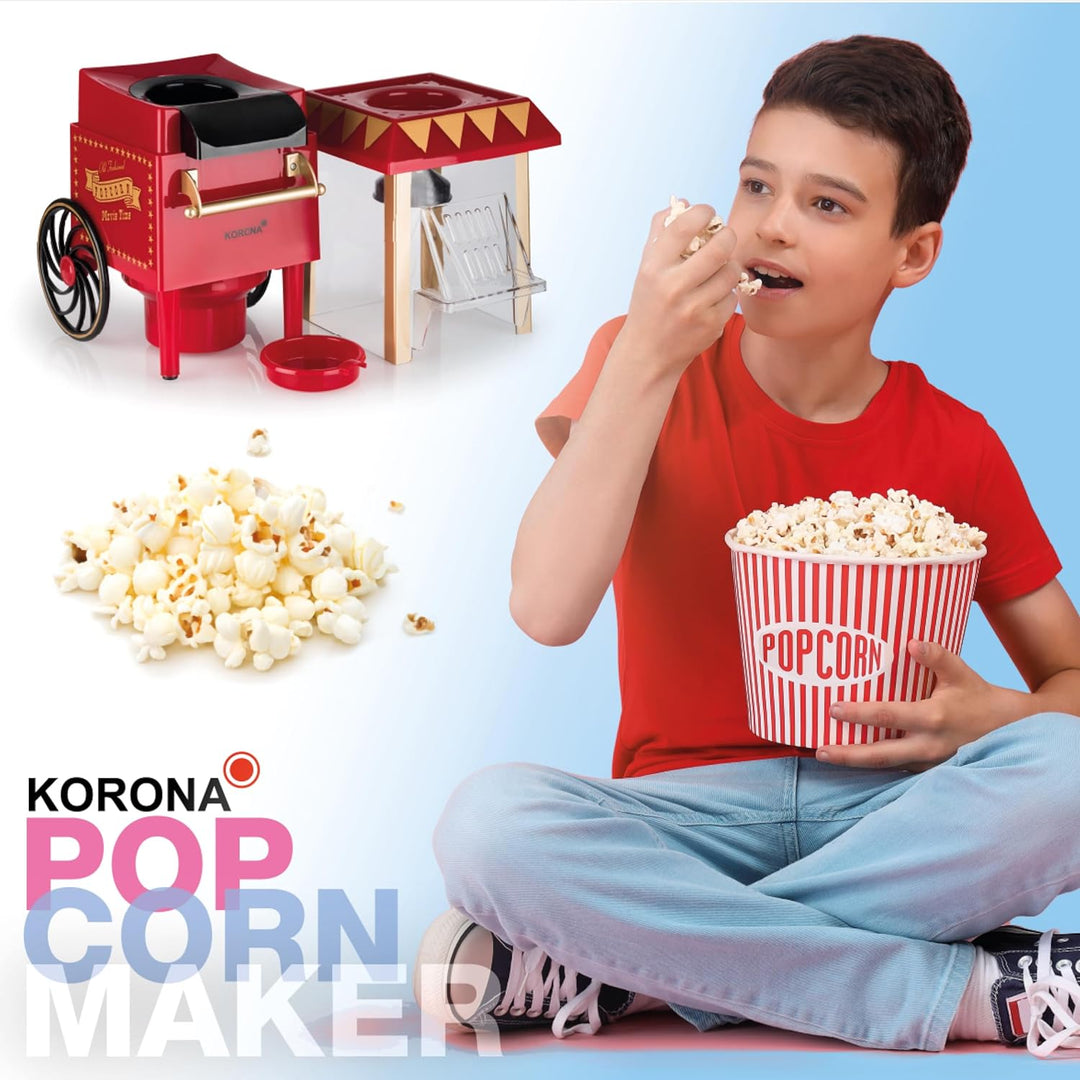 Korona 41100 Popcornmaschine | Retro-Design | Ölfreie Herstellung von Popcorn dank Heissluftverfahre