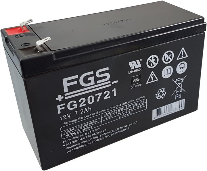 FGS Bleigelakku FG20721 12,0 Volt 7,2 Ah mit 4,8mm Steckanschlüssen