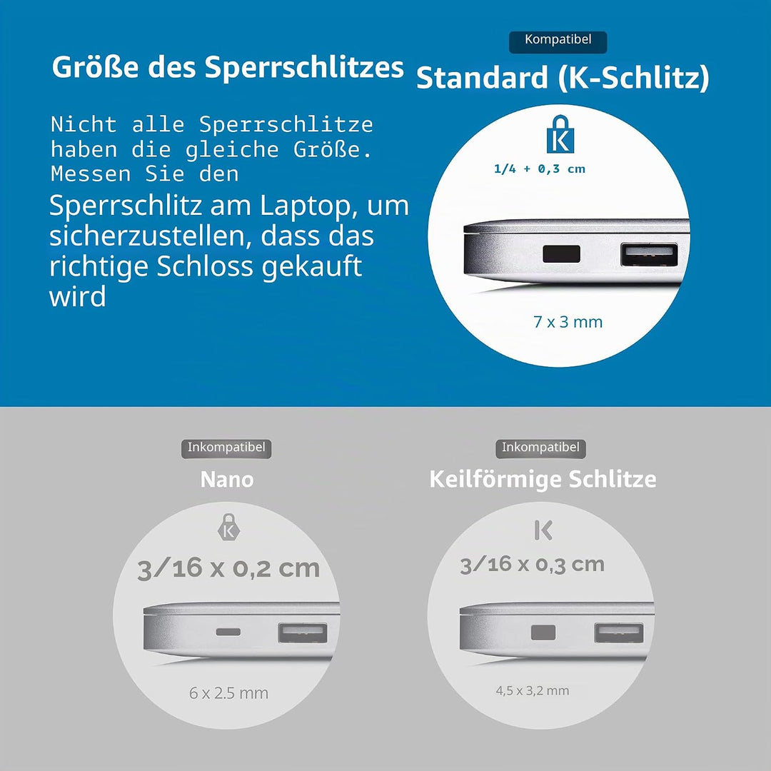 Kensington K65035AM Kabelschloss für HP Laptops, Lenovo, Asus, Acer, 2017 iMac und andere Geräte, Kl