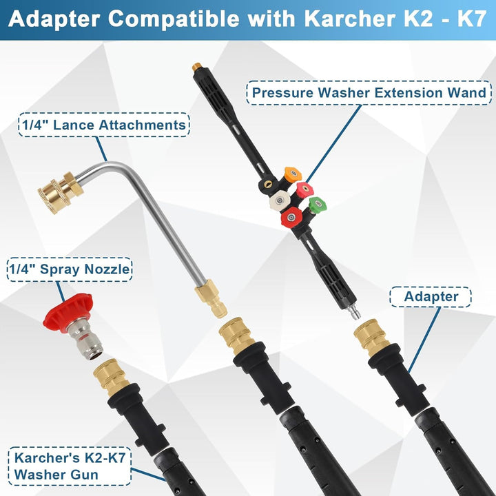 Hochdruckreiniger Verlängerung 10 Stück mit Adapter, kompatibel mit Kärcherr K-Serie K2 K3 K4 K5 K6