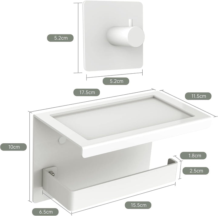 Acmetop Toilettenpapierhalter ohne Bohren Aluminium Klopapierhalter mit 17 cm Ablage, Selbstklebende