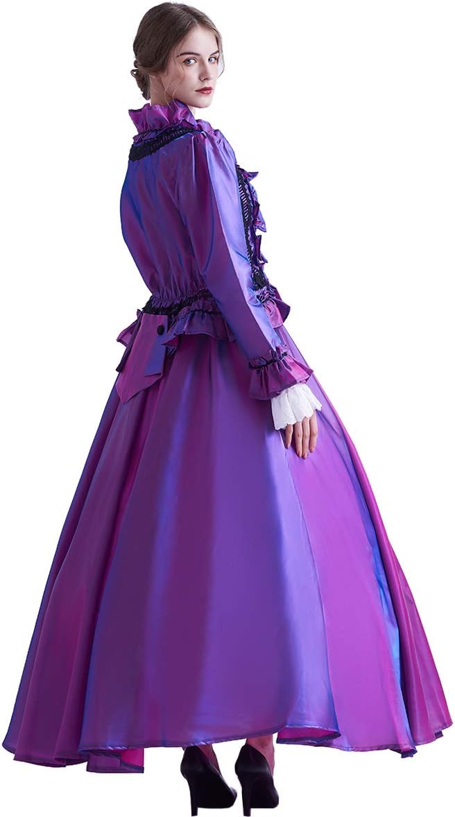 GRACEART Damen Gothic Viktorianisches Kleid Renaissance Maxi Kostüm (XXL, Lila) XXL Lila, XXL Lila